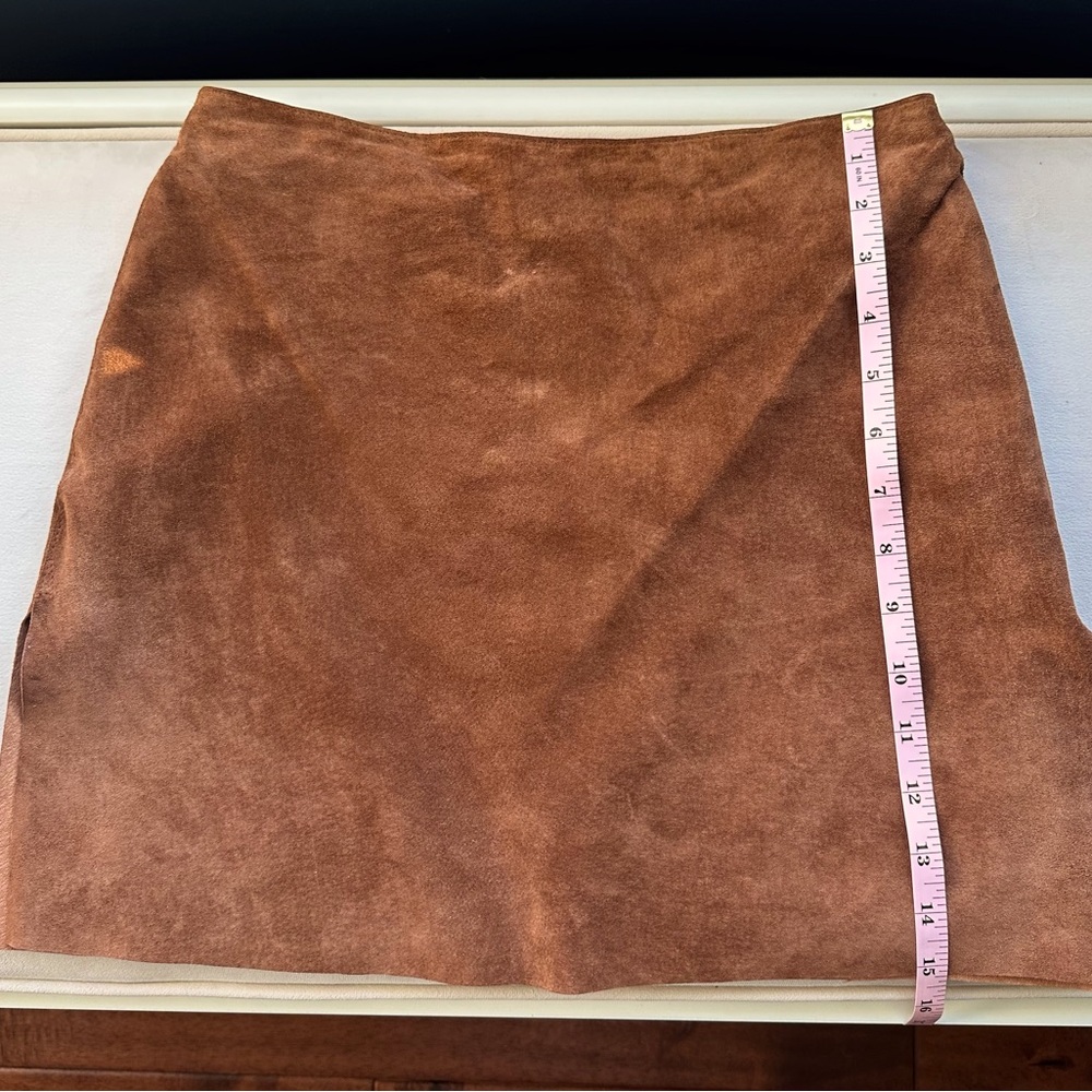 Hugo Buscati warm Brown Suede A-Line mini Skirt